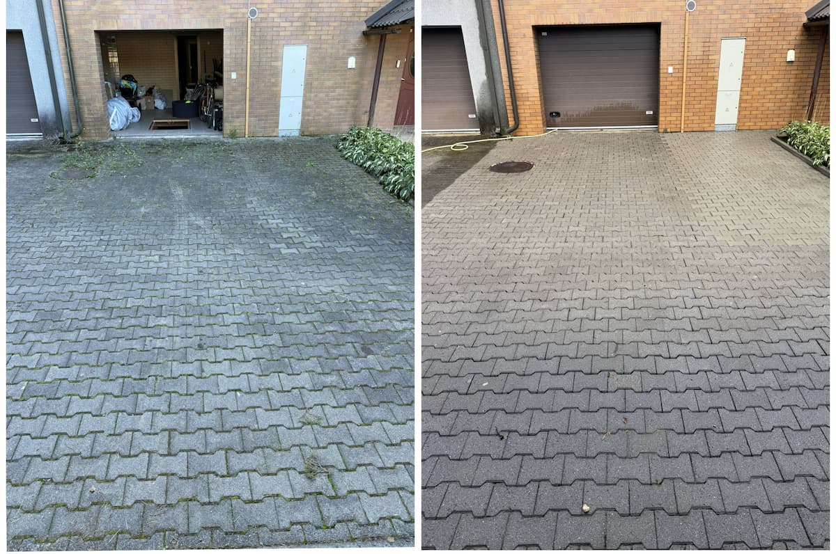 Namo fasado ir trinkelių plovimas su aukšto slėgio sertifikuota įranga