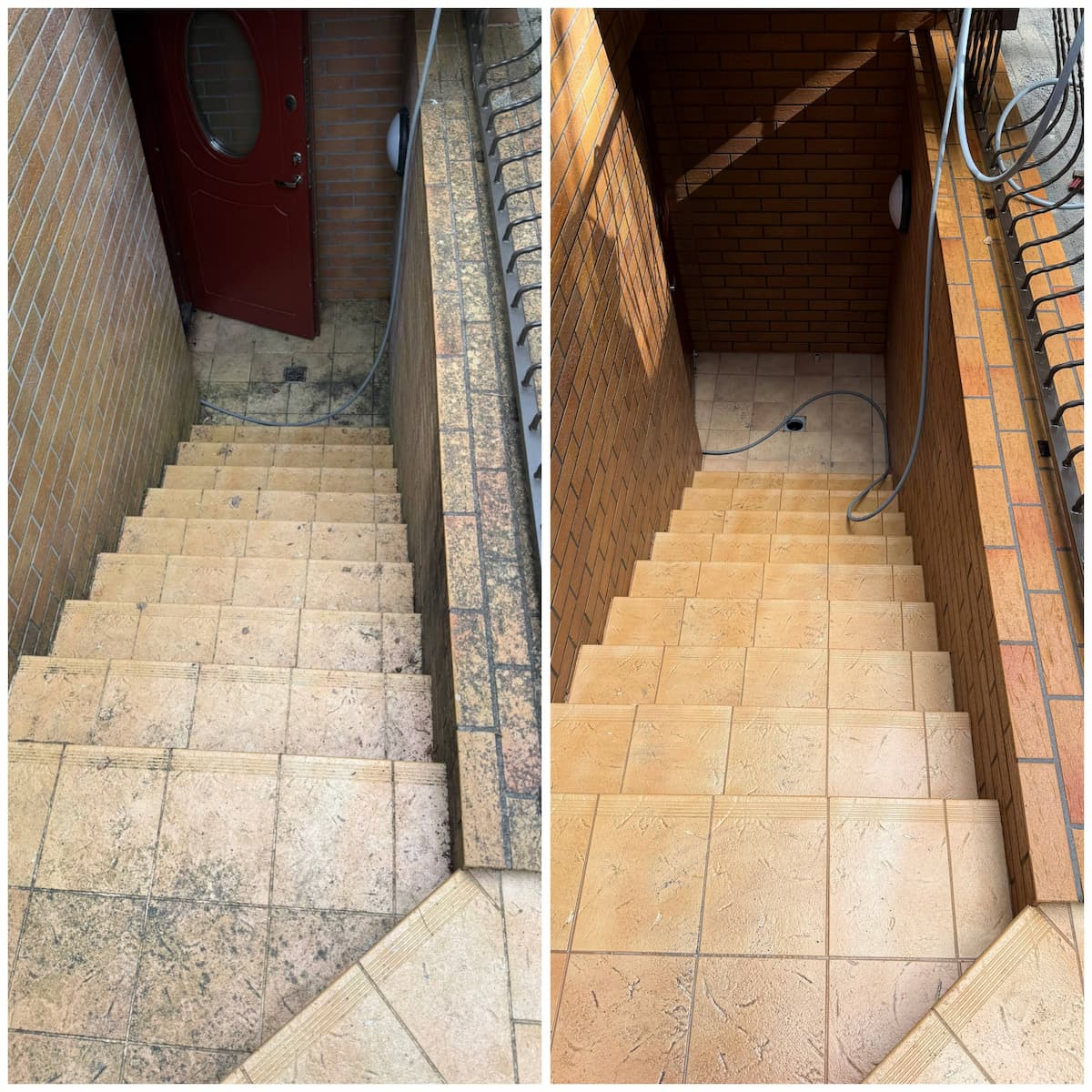 Akmens masės plytelių plovimas aukštu slėgiu galiniame kieme