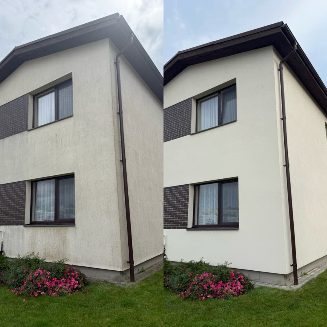 Nuosavo namo fasado plovimas aukštu slėgiu