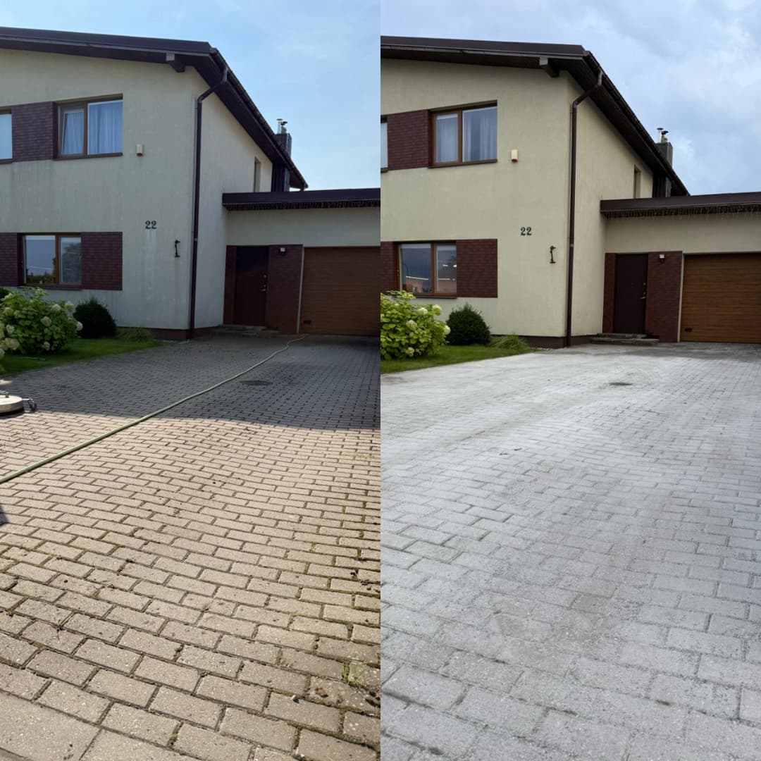 Nuosavo namo fasado ir trinkelių plovimas