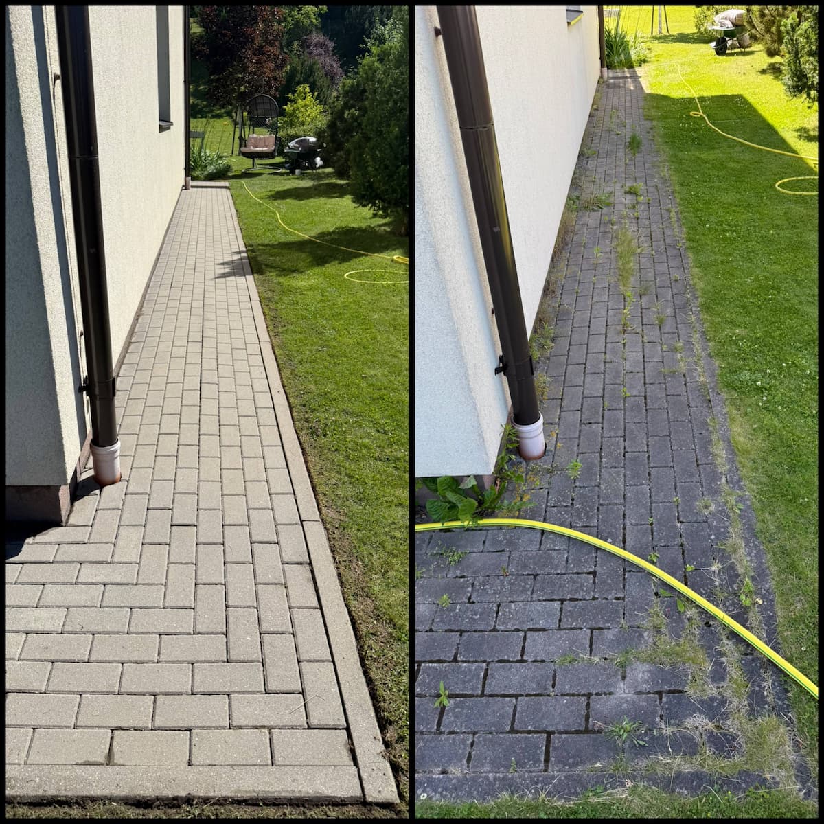 Takelio prie namo samanų ir žolių šalinimas, plovimas